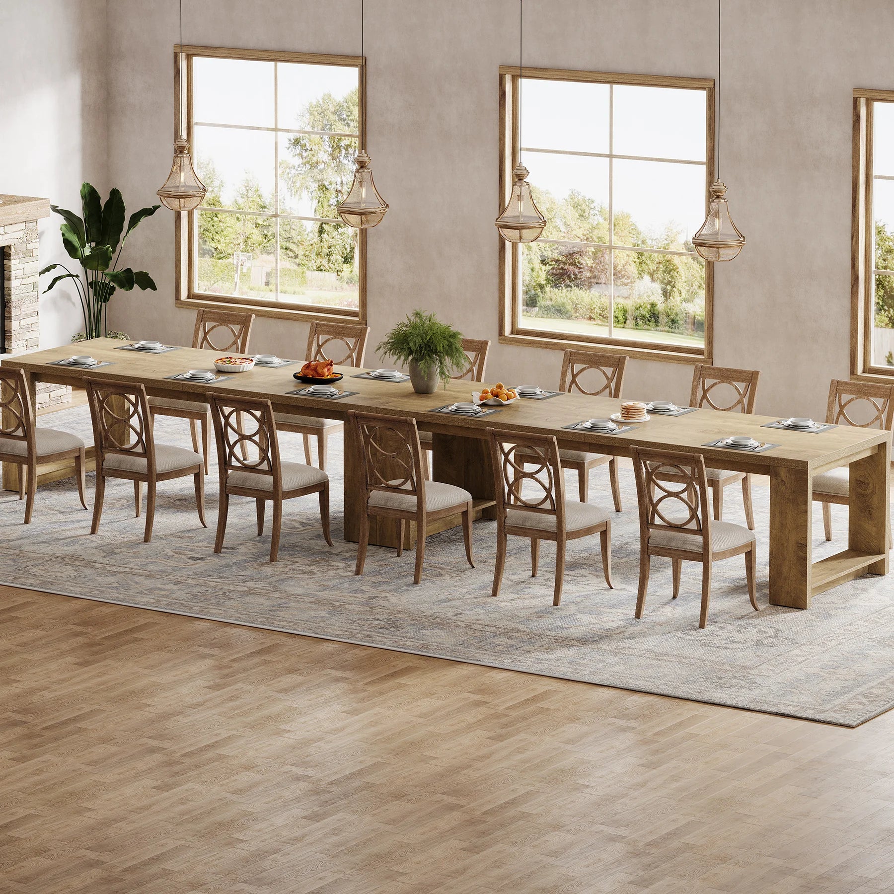 Narrow Long Dining Table for 6-8 People