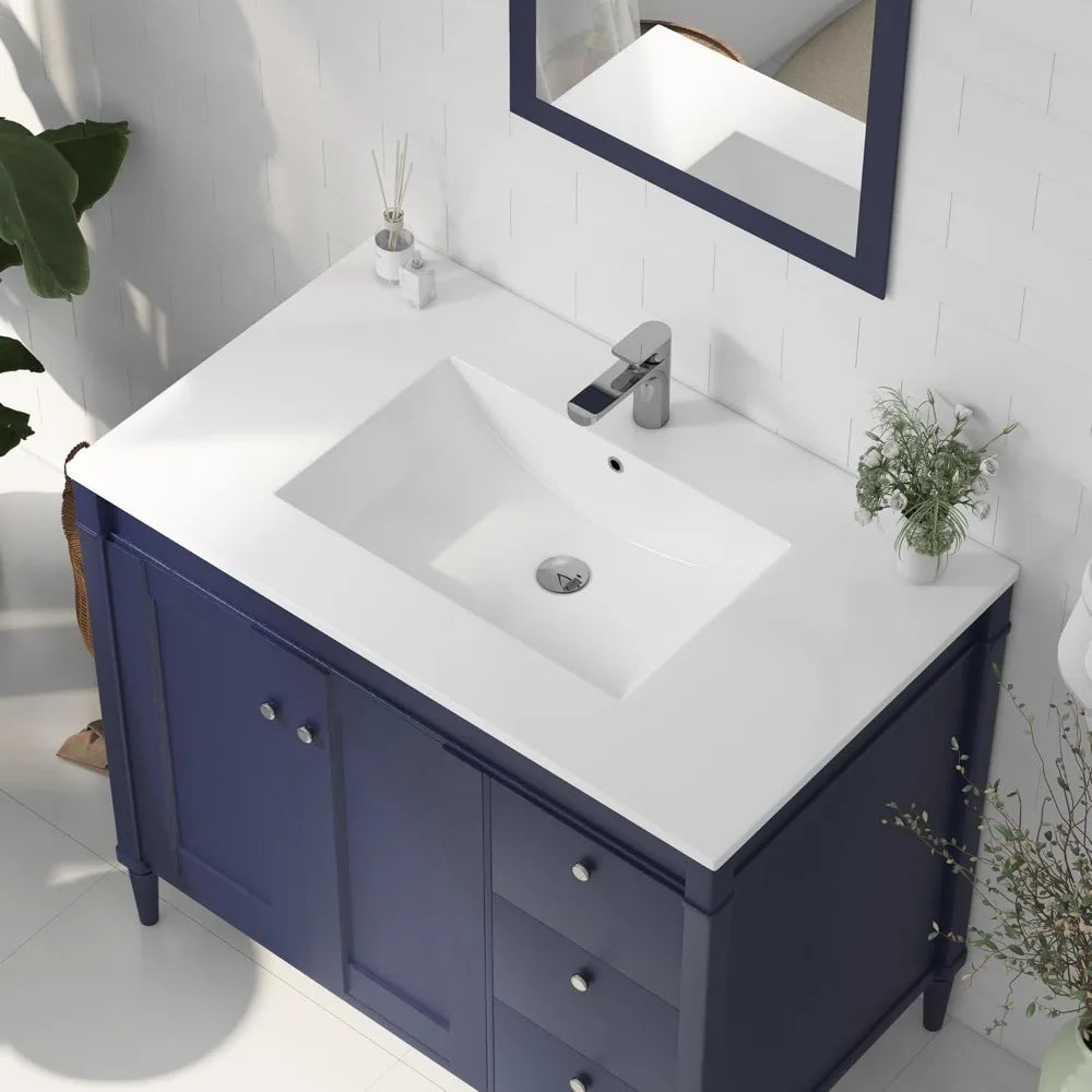 Ceramic Bathroom Vanity Sink Top with Overflow