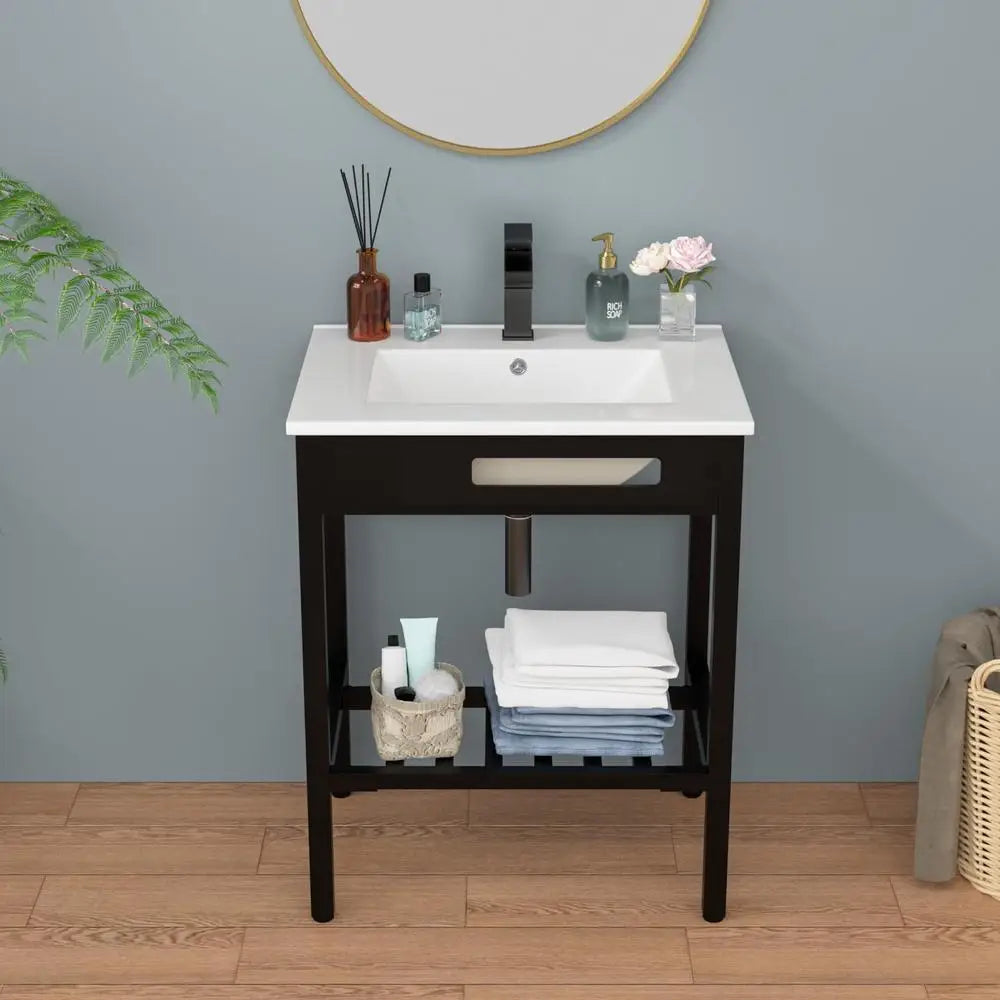 Vanity Ceramic Console Sink Set Freestanding