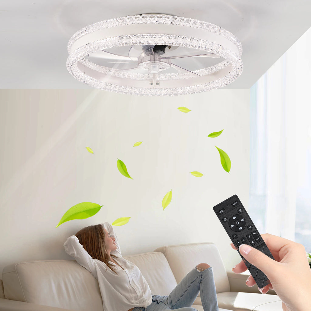 20" Luxury Double Ring LED Ceiling Fan with Light