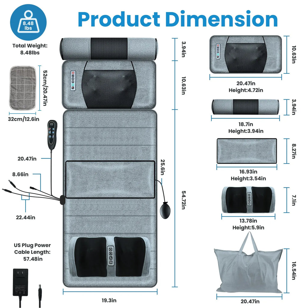 Foldable Electric Massage Mat with Heat Timer
