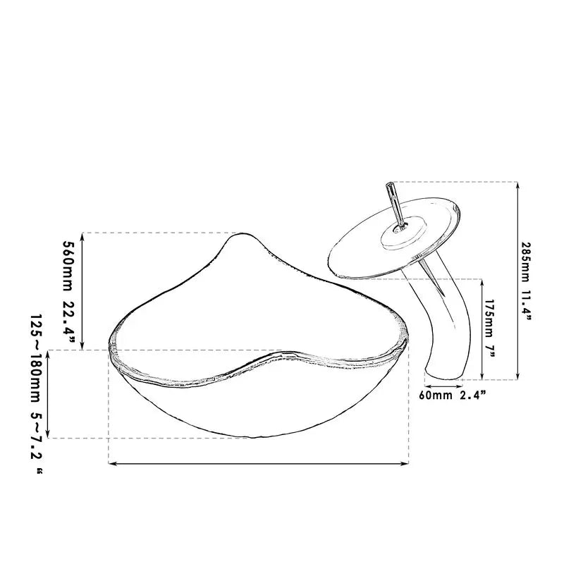 Leaf Style Tempered Glass Bathroom Basin Faucet Set