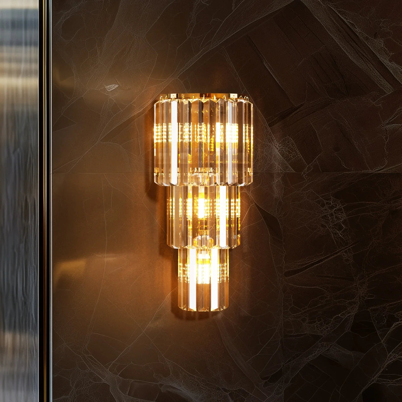 Modern Crystal 3-Layer Wall Lamp
