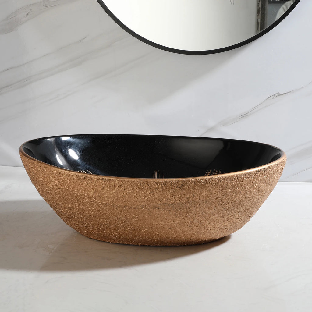 Ceramic Bathroom Vessel Sink Oval Bathroom Sink Above Counter