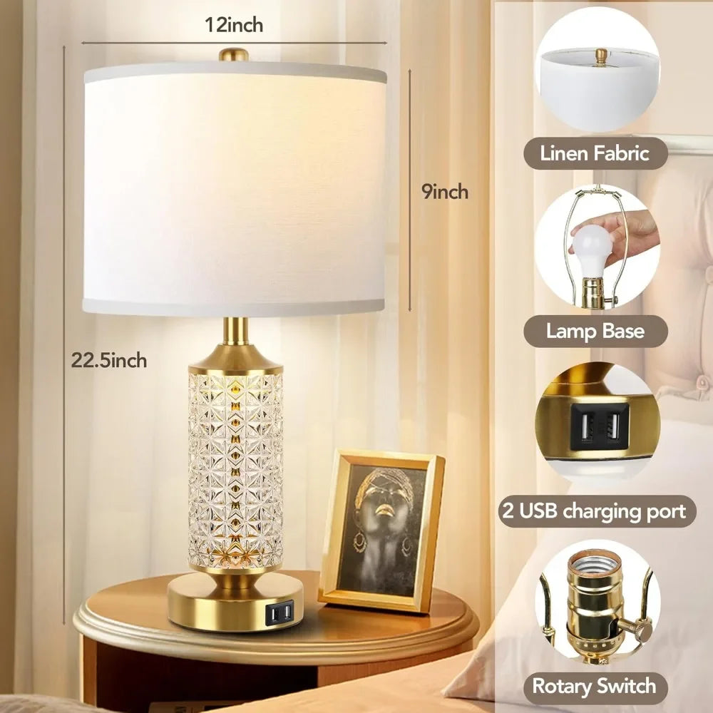 Set Of 2 Table Lamps With USB Ports