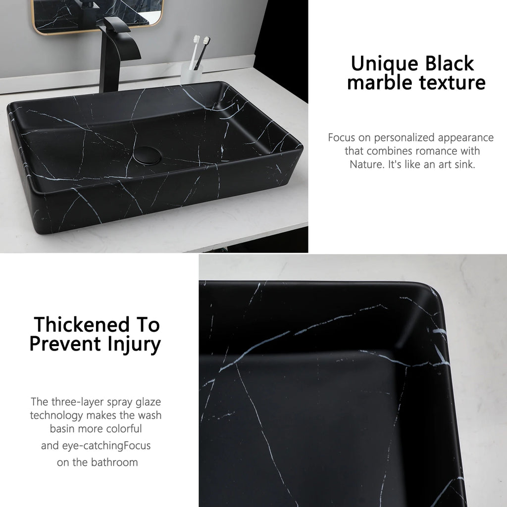 Rectangle Marble Bathroom Vessel Sink