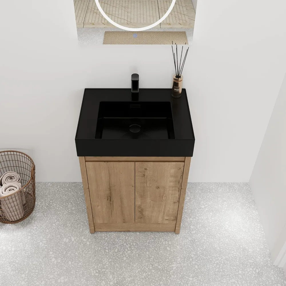 Brown Vanity,w/Sink Soft-Closing Door (24")