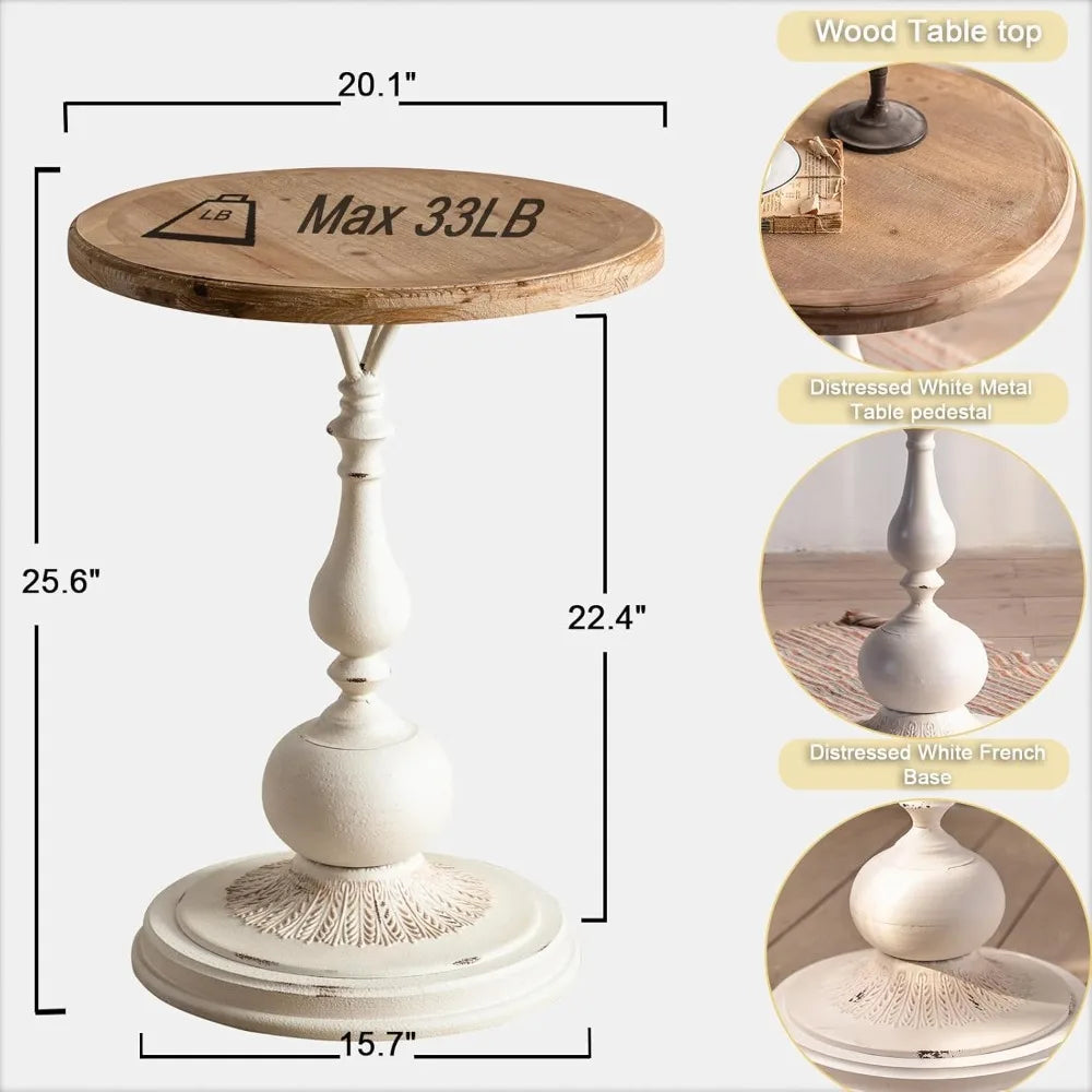 Vintage-Style Round Living Room Side Table