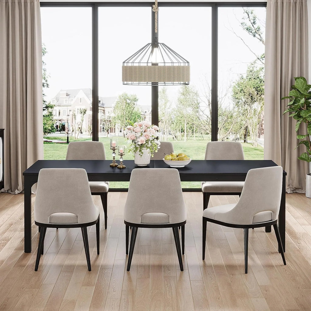 Long Dining Rectangle Wood Table for 6-8 Person