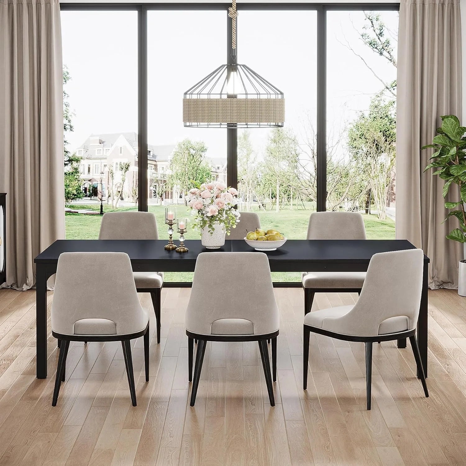 Long Dining Rectangle Wood Table for 6-8 Person