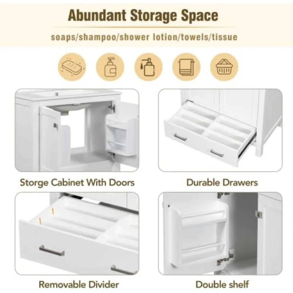 Bathroom Vanity with Integrated Undermount Basin (30")