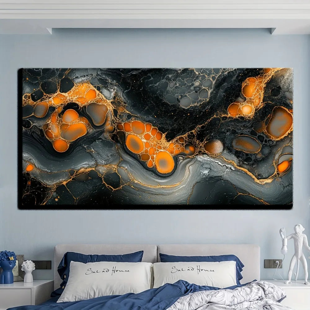 Abstract Marble stone wall art canvas w/1.5 inch thick pine solid wood frame