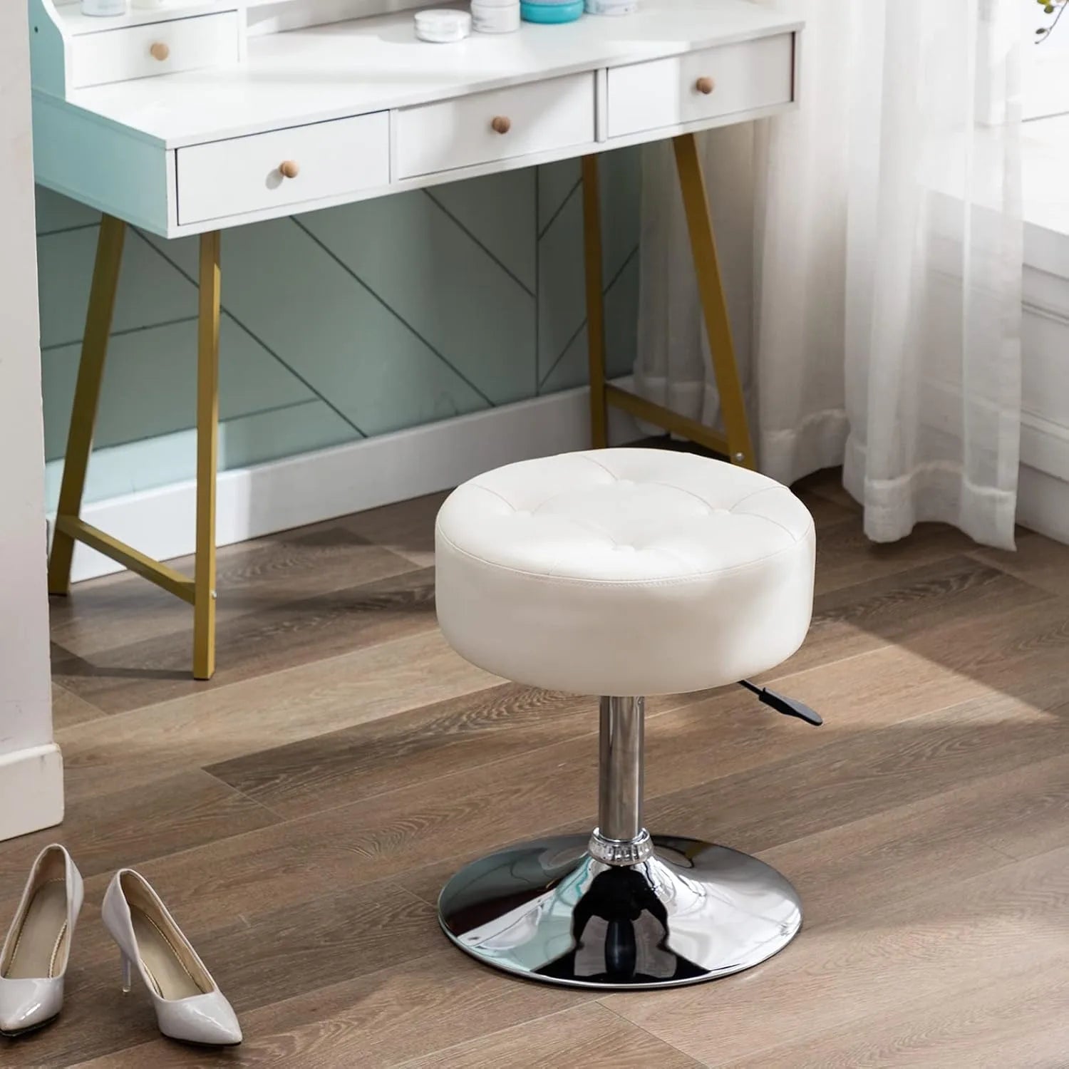 Leather Vanity Stool Makeup Stool