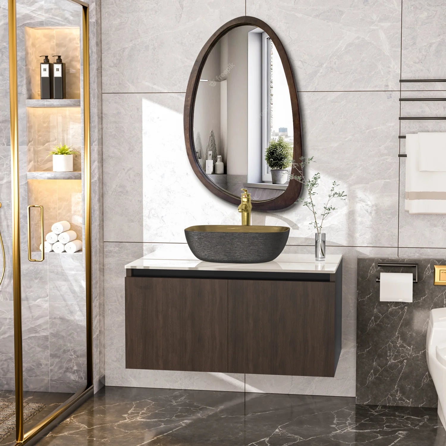 Modern Floating Bathroom Vanity Sink Combo Wall Cabinet Set