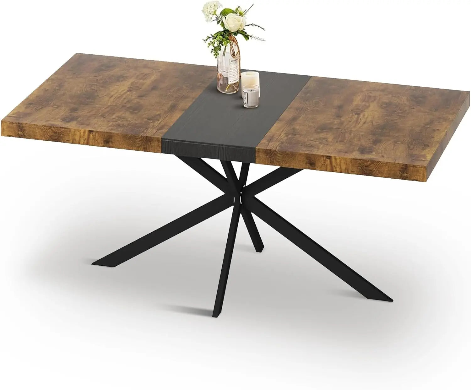 Extendable Rectangular Wooden Dining Table for 4 6 8 People
