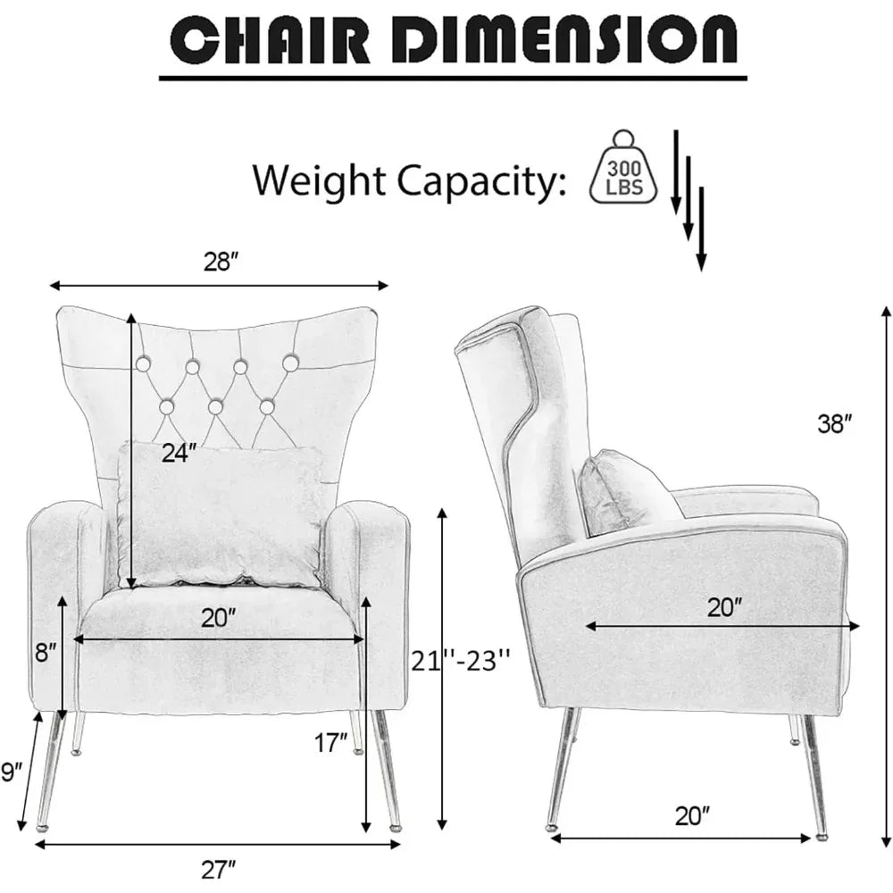 Velvet Accent Mid-Century Arm Chair