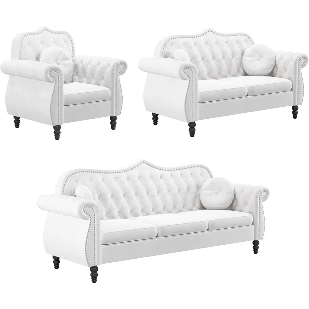 3-Piece Mid-Century Living Room Sectional Sofa Set