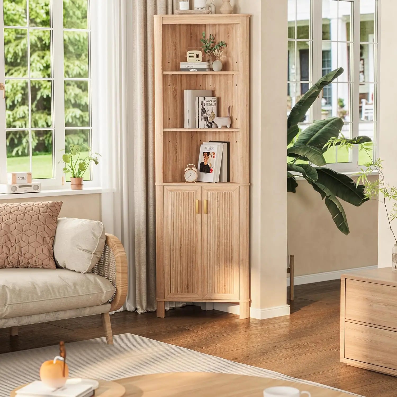 6-Tier Corner Shelf with Doors