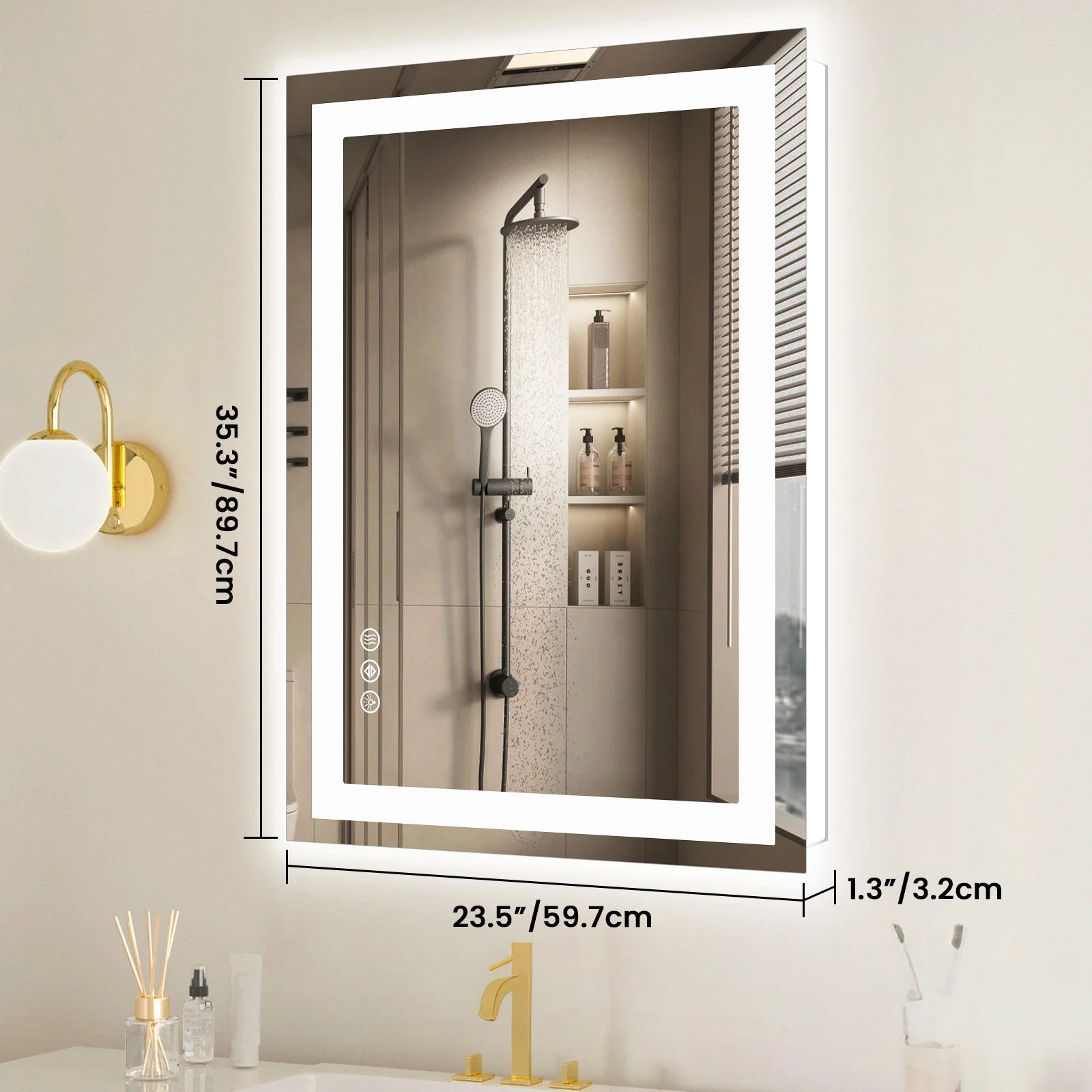 LED Bathroom Vanity Mirror Tempered Glass w/Front Light and Backlit