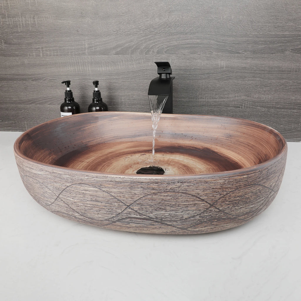 Oval Retro Ceramic Bathroom Vessel Sink Bowl Sink  Washbasin
