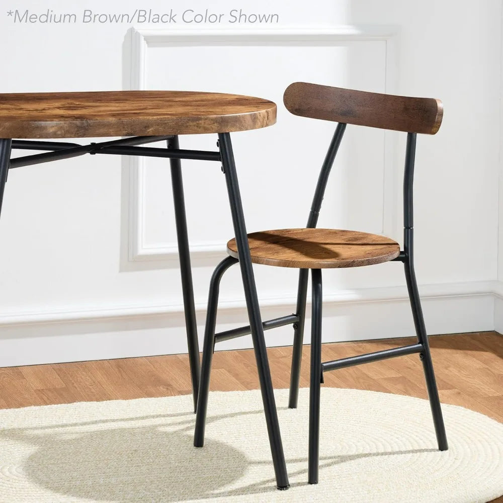 Modern Oval Dining Table Set w/ 2 Chairs