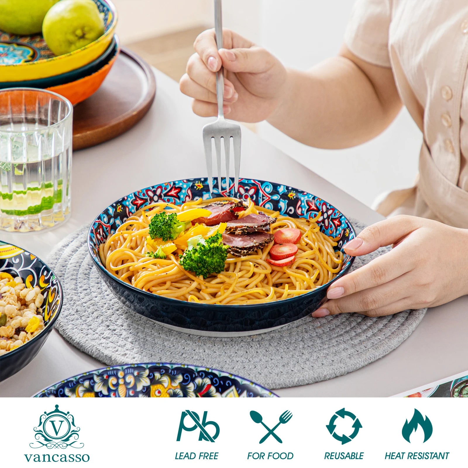 vancasso 12/16/18/24 Piece Ceramic Dinnerware Set Stoneware