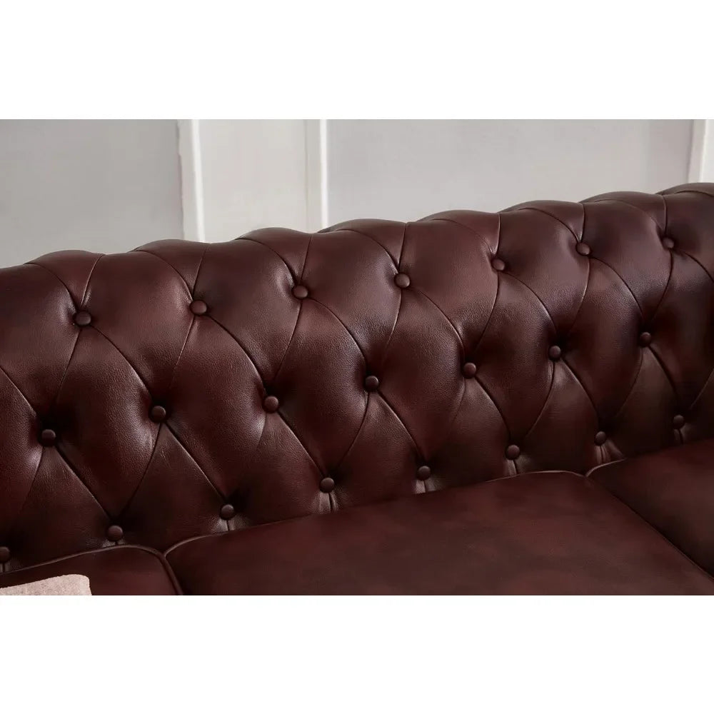 89" Faux Leather Couch Upholstered Sofa