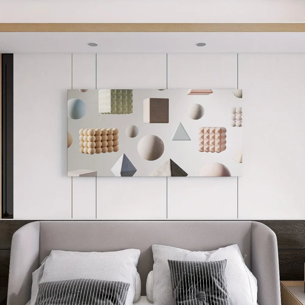 Geometric abstract poster w/1.5 "thick pine solid wood frame