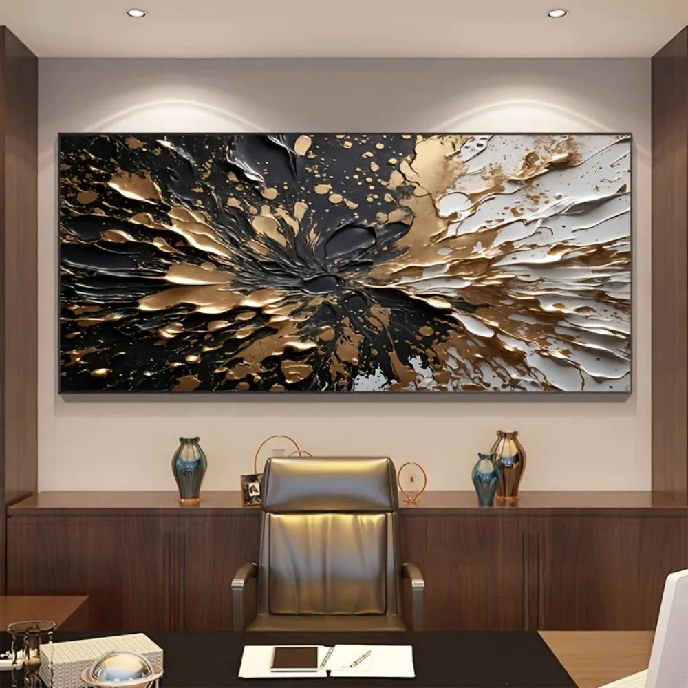 abstract black gold ink splash texture wall mural