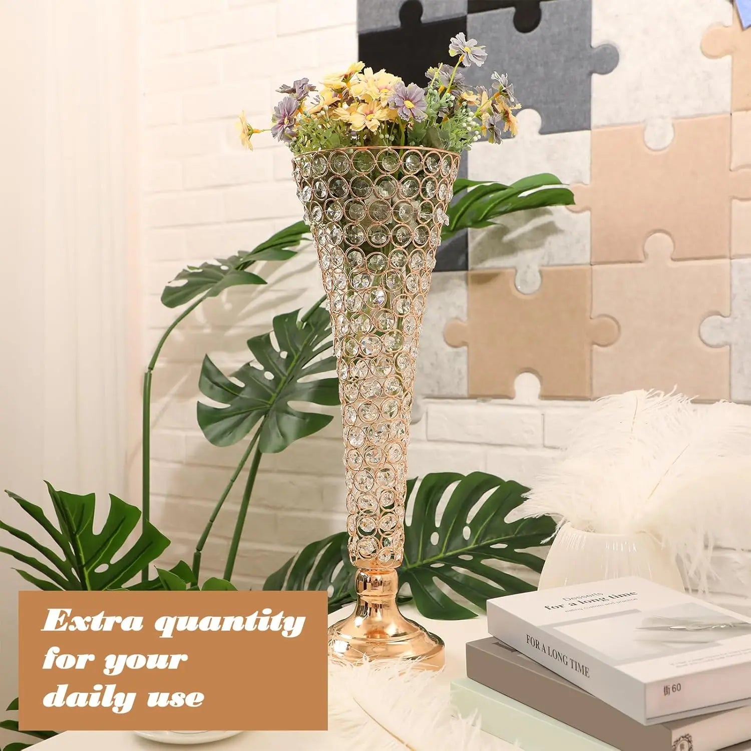 Crystal Trumpet Flower Vase 4 Pcs