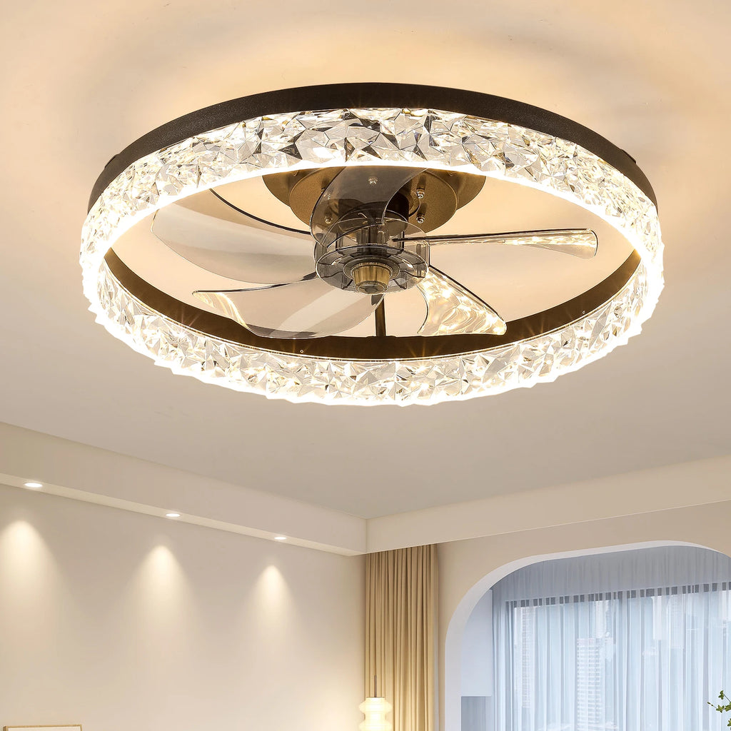 Modern acrylic black ceiling fan light with remote control