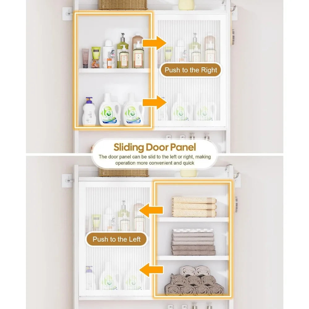 Over The Toilet Storage Cabinet with Acrylic Door Panel and Paper Towel Drawer