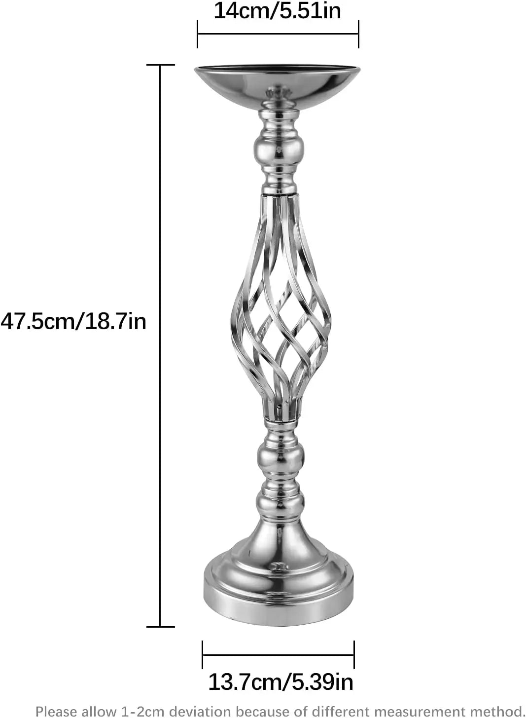 Silver Metal Flower Vases18.7Inches 6pcs