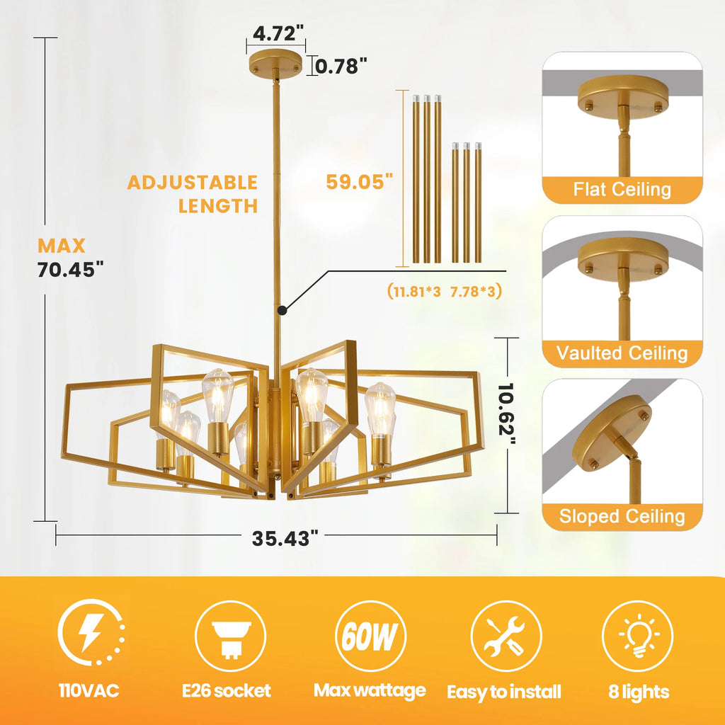 8-Light Geometric Chandelier