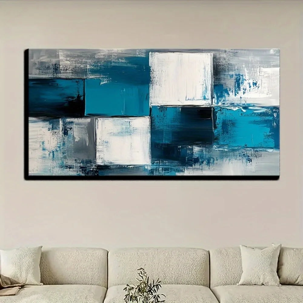 Large Blue Abstract Canvas Art