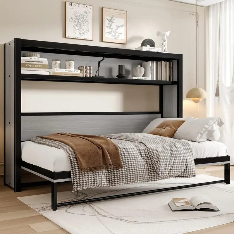 Twin Murphy Bed with Shelves