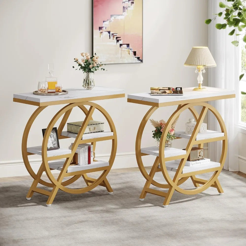 Faux Marble Side Table Set