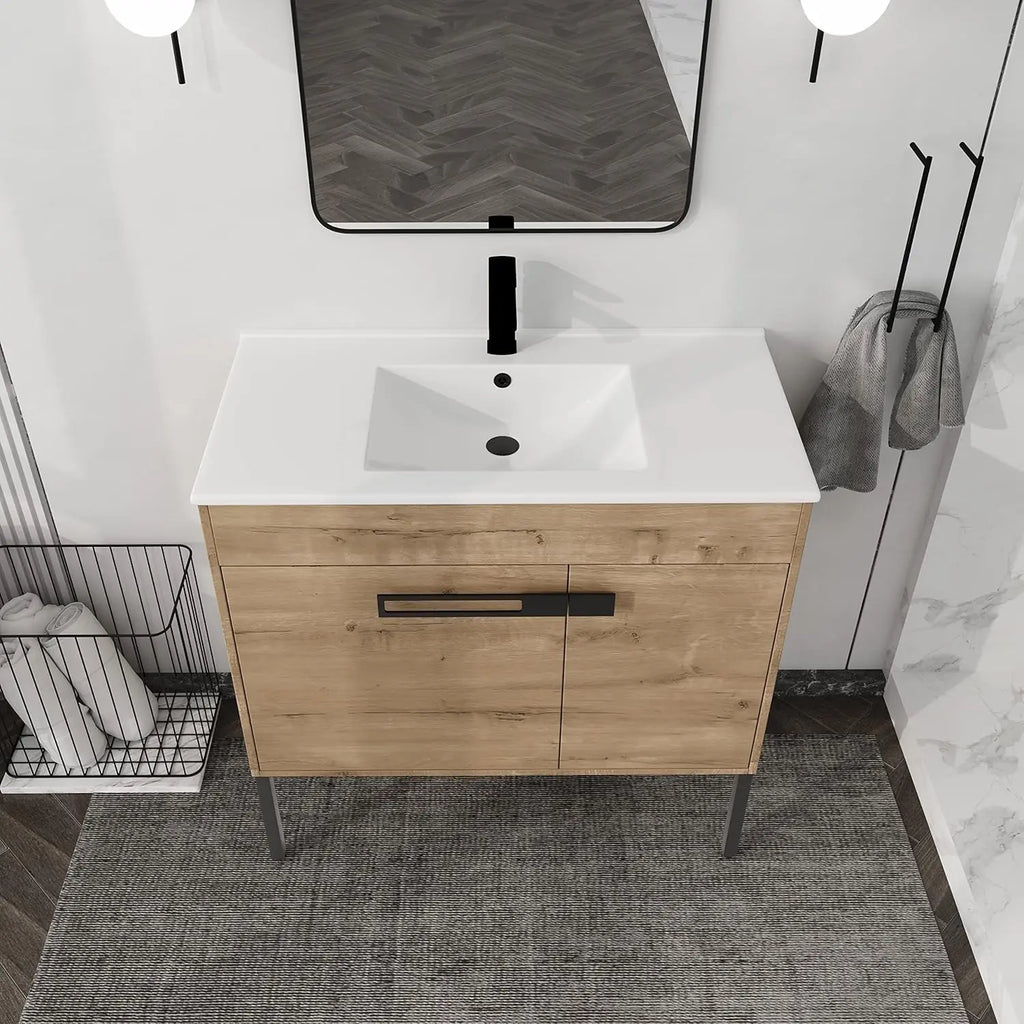 Brown Vanity,w/Sink Soft-Closing Door (24")