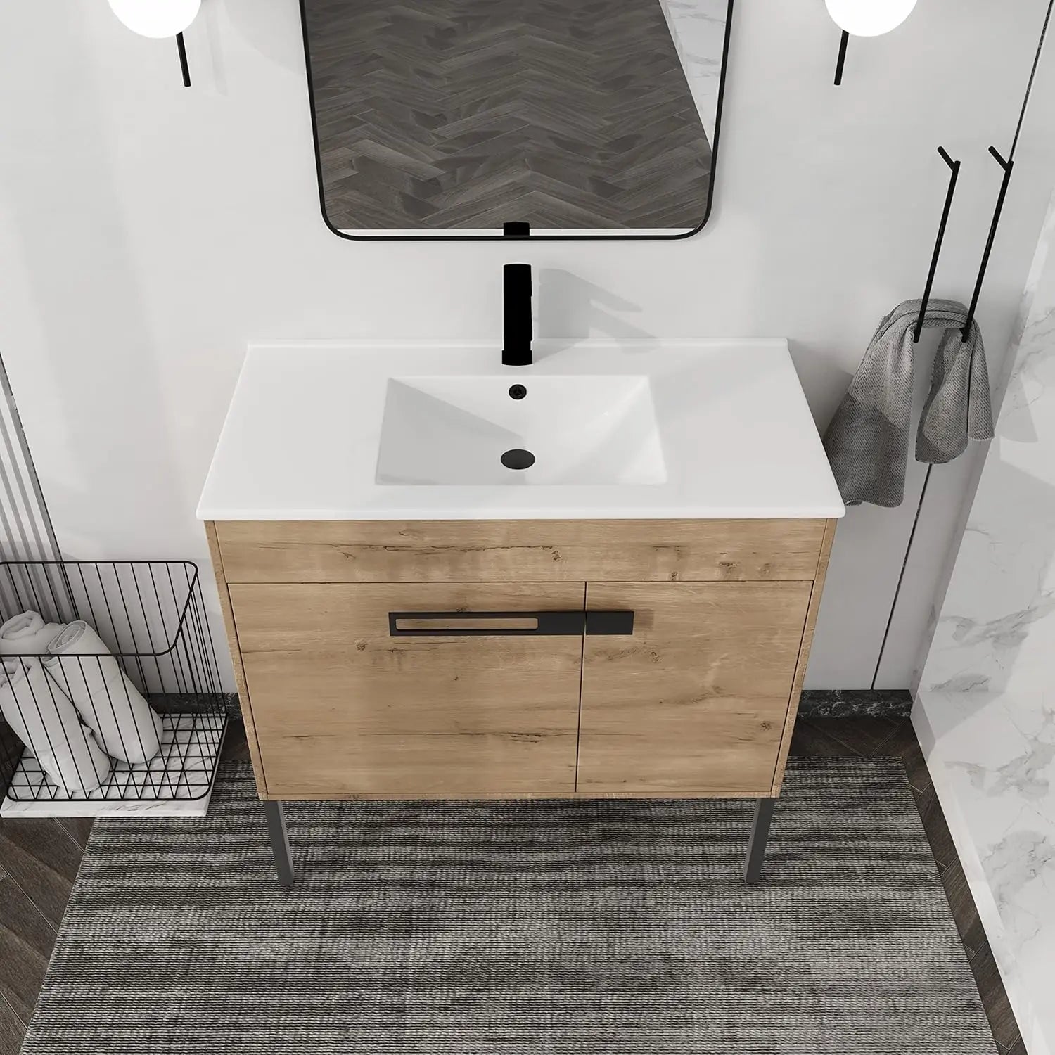Brown Vanity,w/Sink Soft-Closing Door (24")