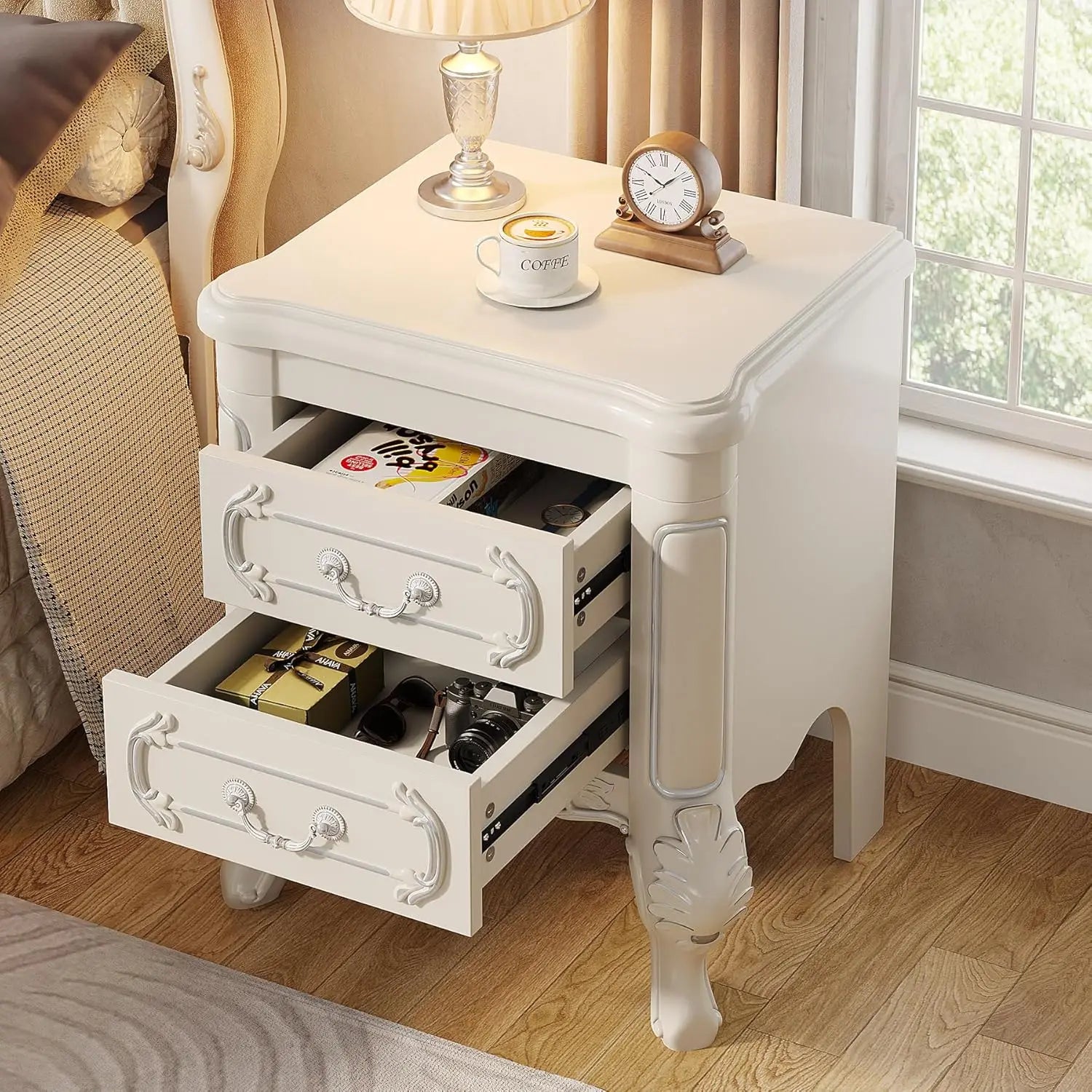 White Nightstand End Table