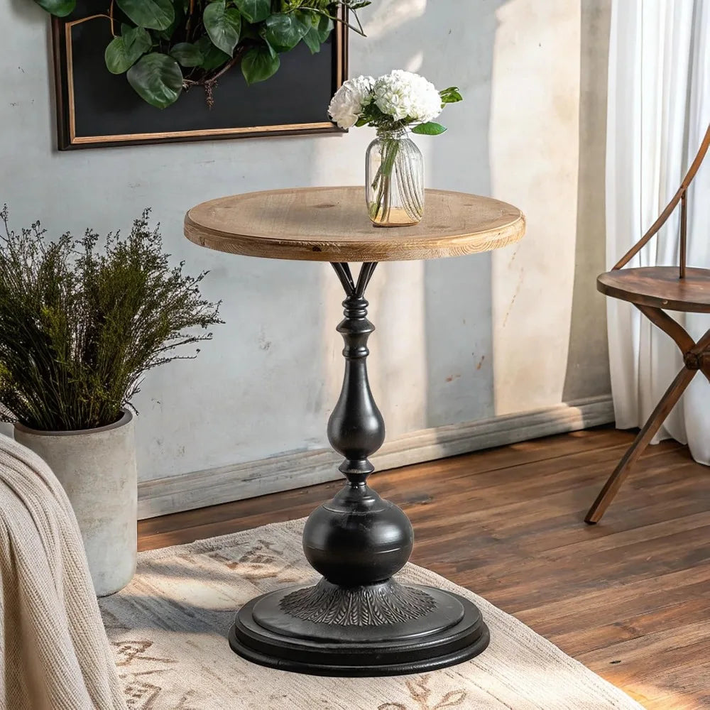 Classic Circular Rustic-Style Side Table
