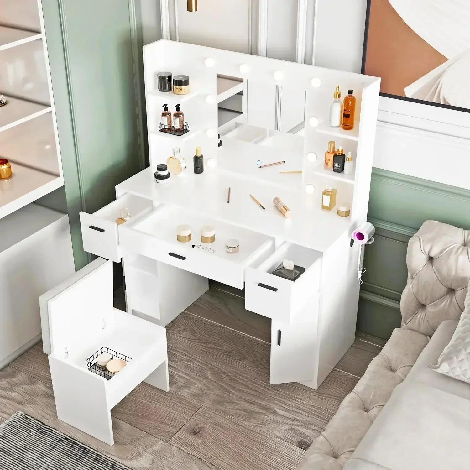 Make up Vanity Desk with Mirror and Lights