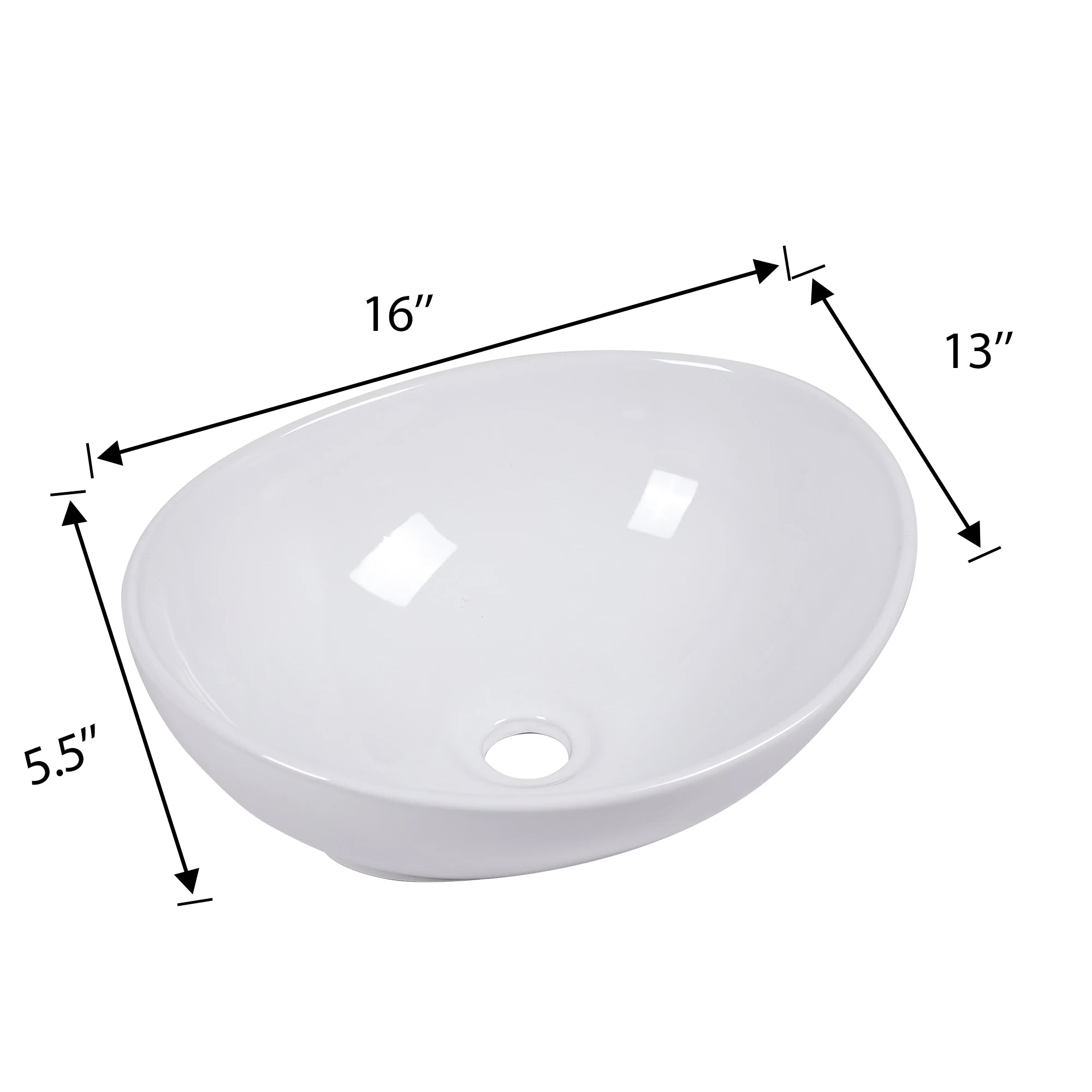 White Ceramic Modern Oval Bathroom Sink