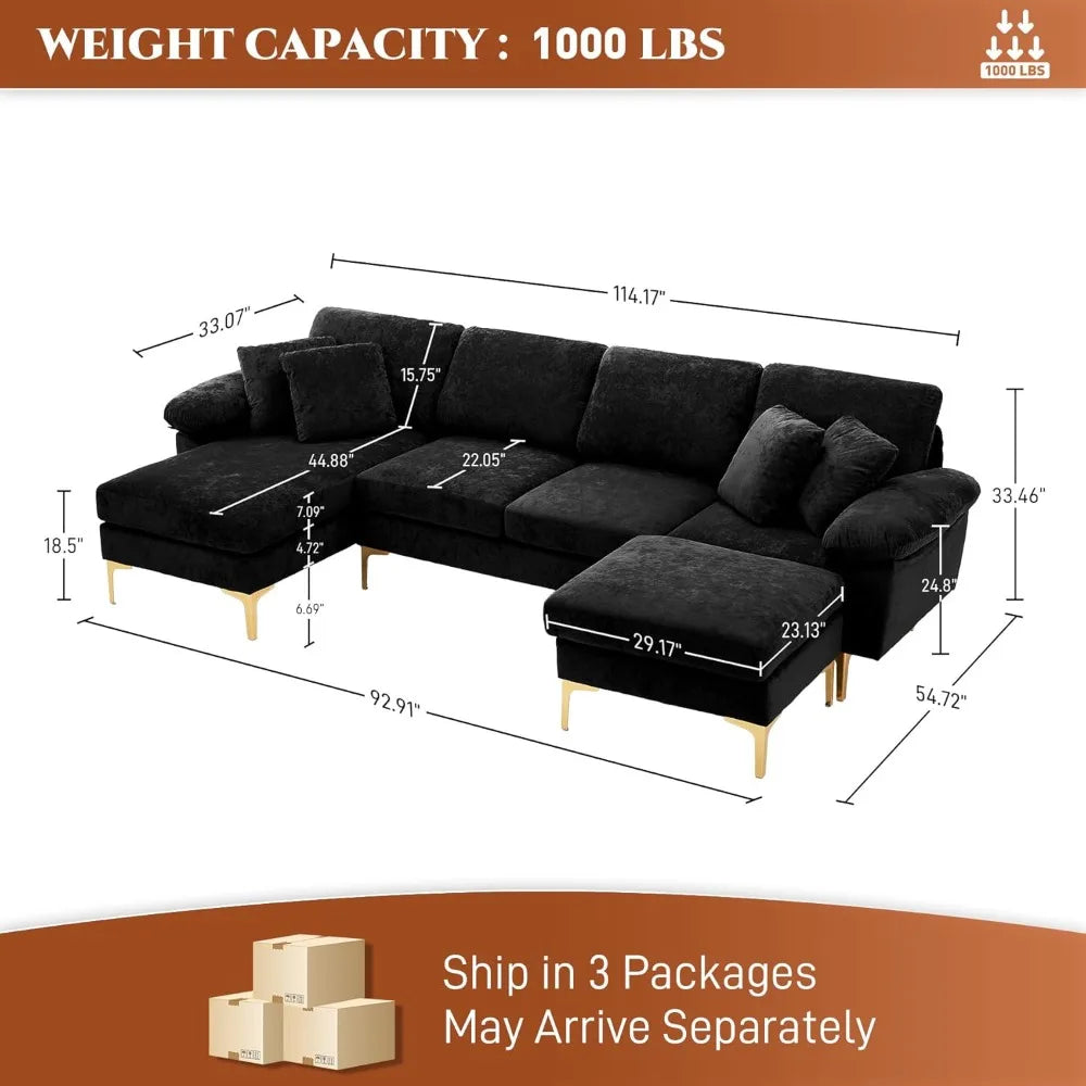 u-shaped 4 seat sofa set sectional