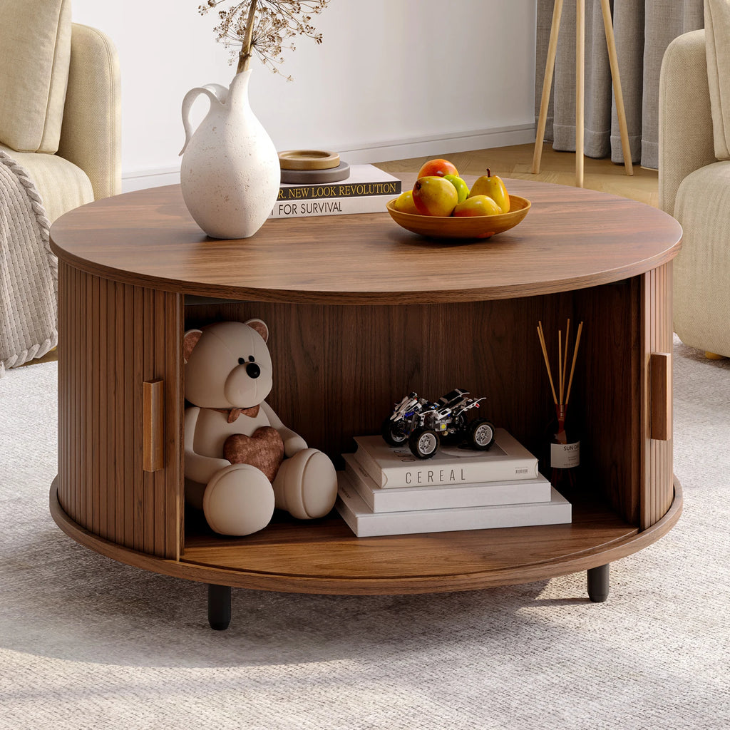 Round Coffee Table with Storage,31.5"