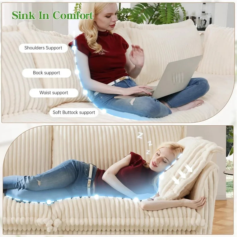 156" U Shaped Modular Cloud Sectional Sofa