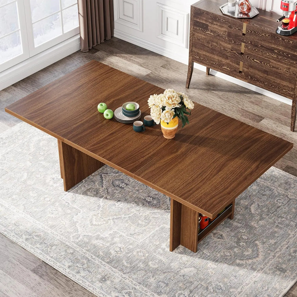 Dining Table for 6 to 8 Rectangular Kitchen Table with Storage