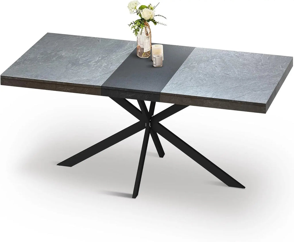 Extendable Rectangular Wooden Dining Table for 4 6 8 People