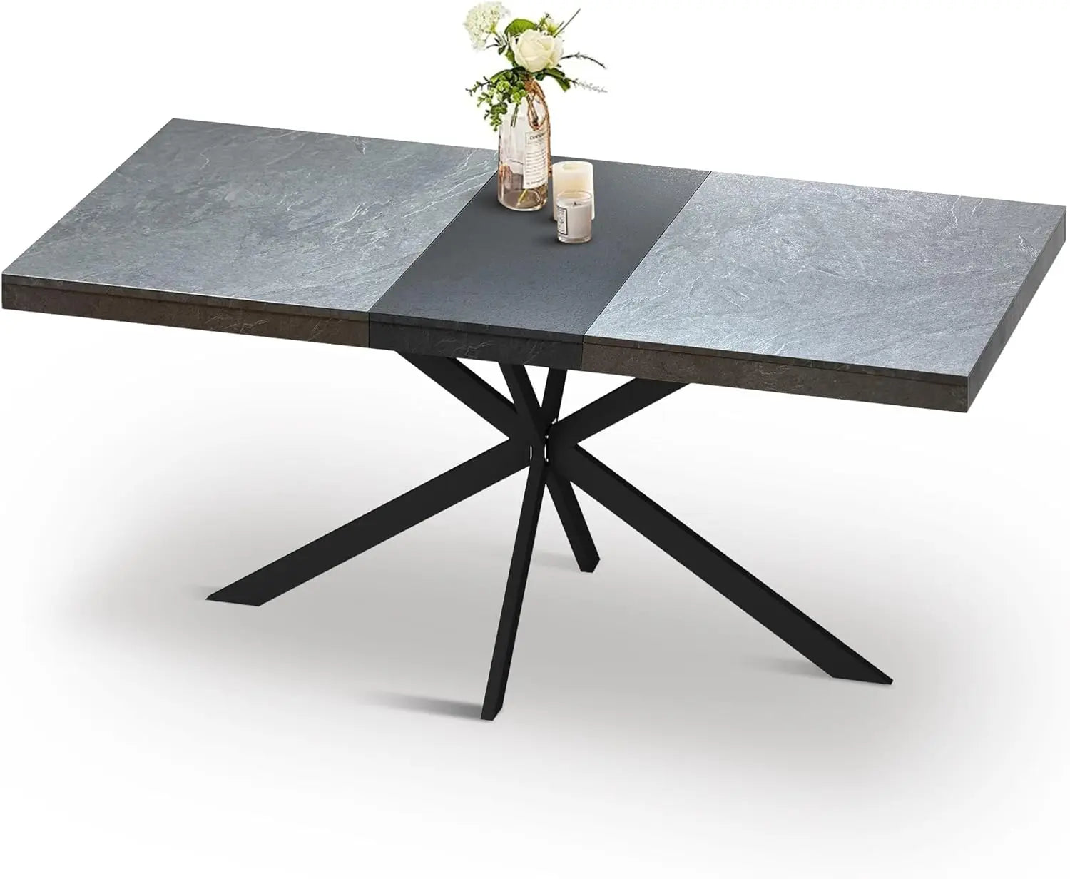 Extendable Rectangular Wooden Dining Table for 4 6 8 People