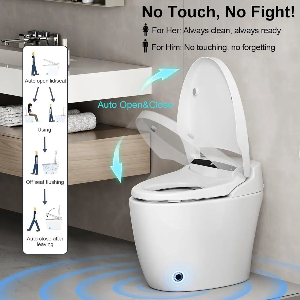 Modern One-Piece Tankless Smart Toilet with Heated Seat and Night Light